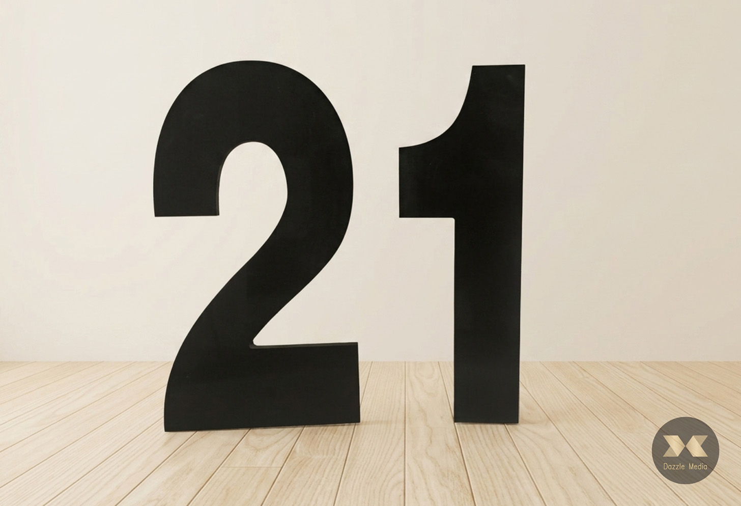 570mm Gloss Black PVC Number Props Hire Melbourne