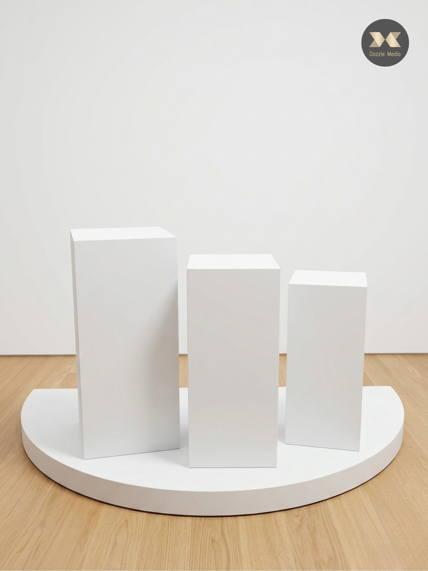 Classic White Rectangular Square Plinth Trio for Rental Melbourne