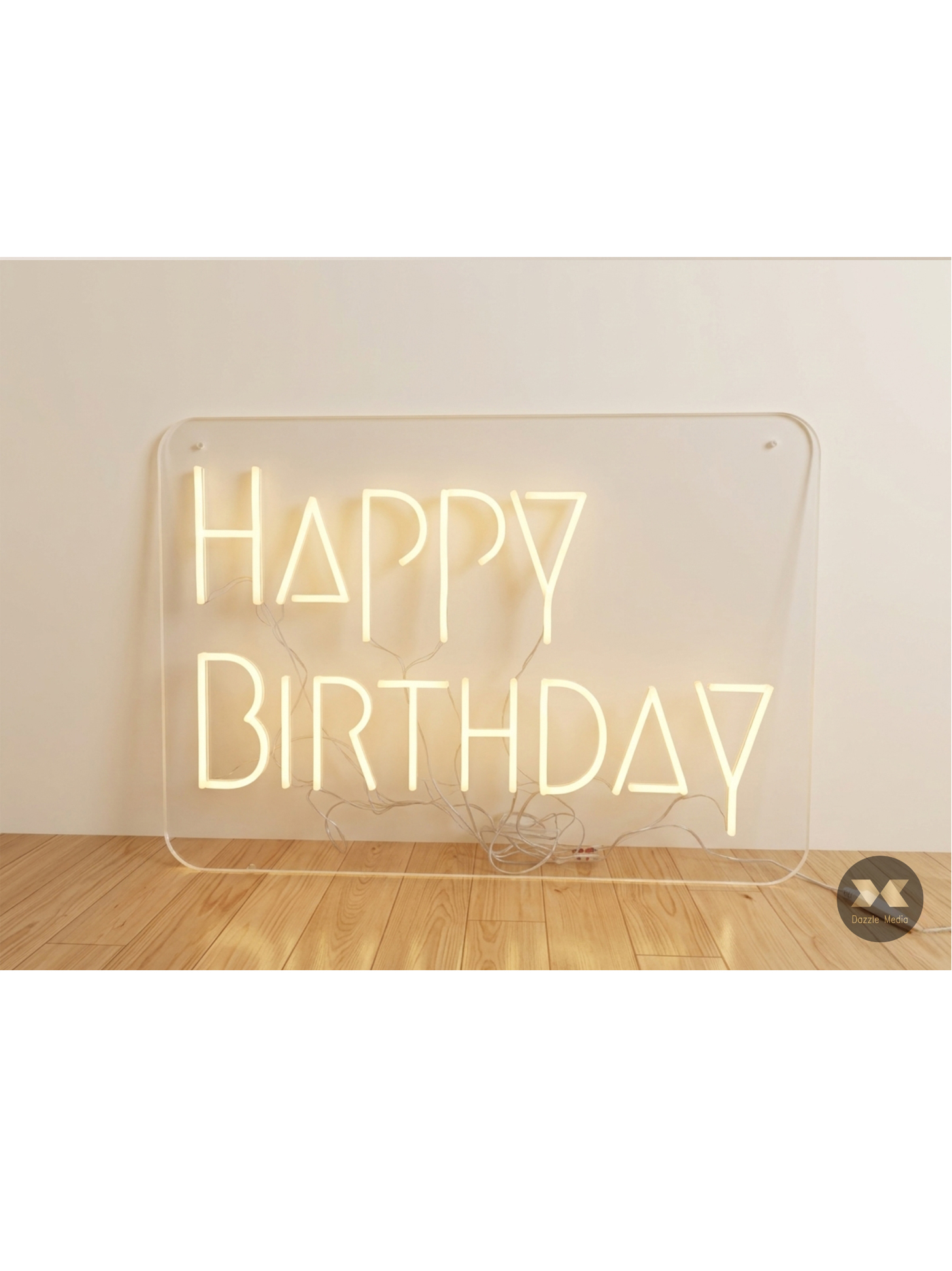 Warm White LED Neon Happy Birthday Sign for Party Decoration Hire Melbourne